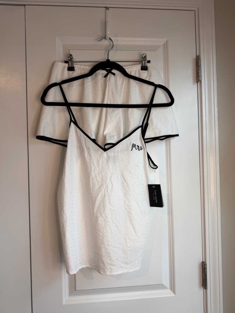 Kate Spade Mrs Pajama Set Wedding Bride White Black NWT Size Small